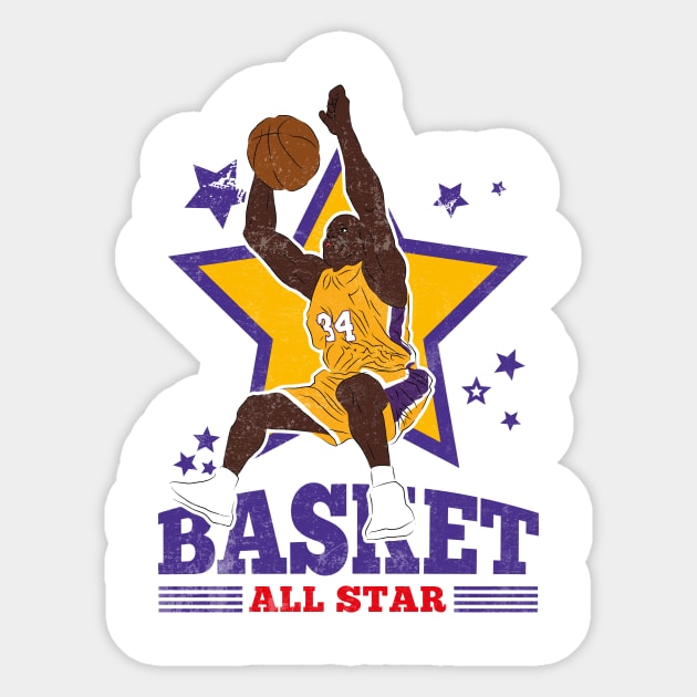 Oneal Basketball Shaq Attack Los Angeles 34 All Star Sticker by TEEWEB